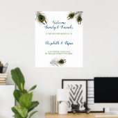 Beautiful Peacock Feathers, Wedding Welcome Poster (Bureau à domicile)