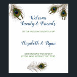 Beautiful Peacock Feathers, Wedding Welcome Poster<br><div class="desc">Elegant,  Royal Peacock feathers welcome poster to place at the entrance of your reception,  or select a smaller size to place on each table. Create your own Welcome sign for your family and friends by personalizing text and font.</div>