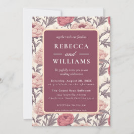 Beautiful  Peonies Spring Wedding Invitation Kaart