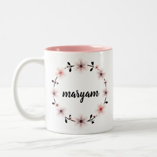 Beautiful Personalized Name Mug Custom Floral Gift (Gauche)