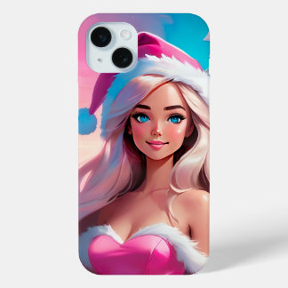 Beautiful Pink Christmas Girl 01 iPhone 15 Mini Hoesje