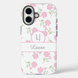 Beautiful Pink Floral Personalized iPhone 16 Hoesje