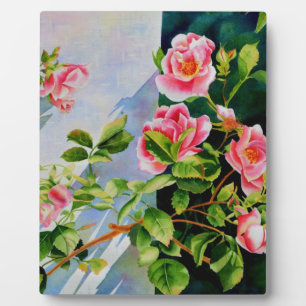 Beautiful pink roses, red roses, watercolor floral fotoplaat