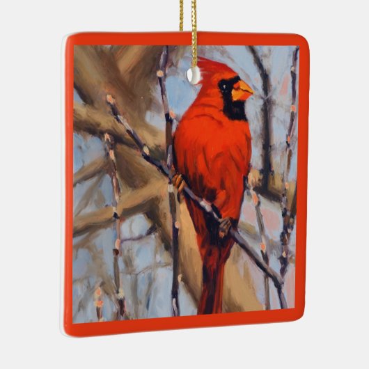 Beautiful Red Cardinal Bird In Tree Keramisch Ornament (Rechts)