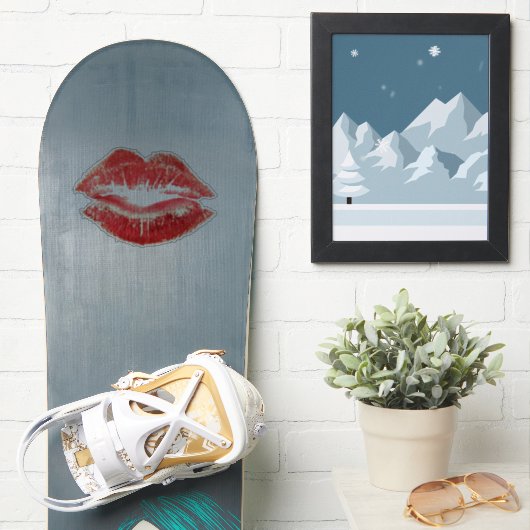 Beautiful Red Kiss Isolated Vector Art Sticker (Snowboard)