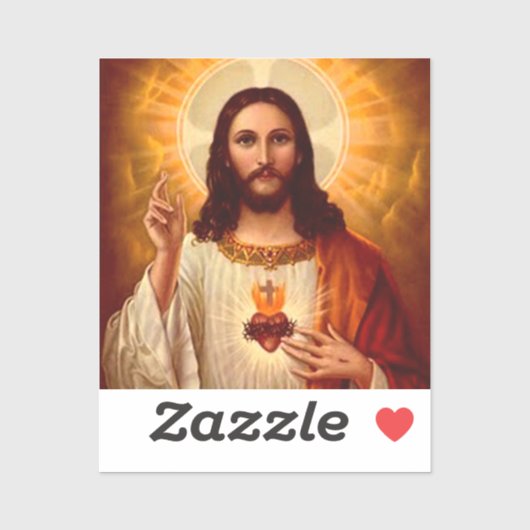 Beautiful religious Sacred Heart of Jesus image Sticker (Vel)