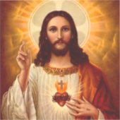 Beautiful religious Sacred Heart of Jesus image Sticker (Voorkant)