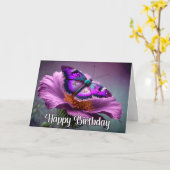 Beautiful Resting Butterfly Happy Birthday Kaart (Gele Bloem)