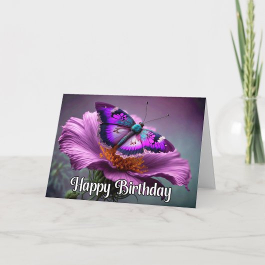 Beautiful Resting Butterfly Happy Birthday Kaart (Voorkant)