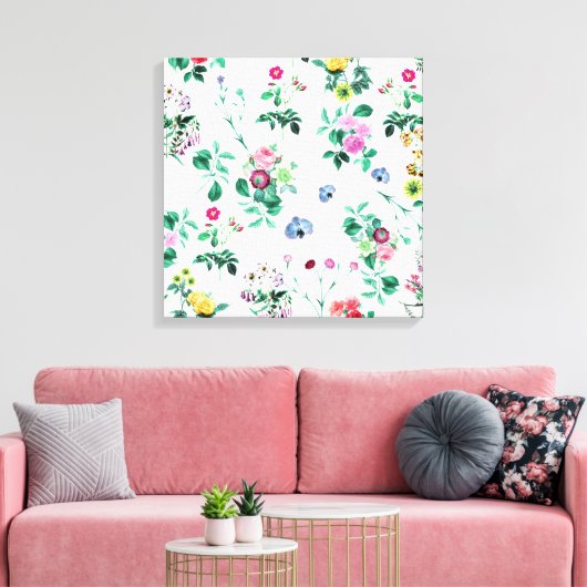 Beautiful Retro Floral Art Canvas Afdruk (Insitu (Woonkamer))