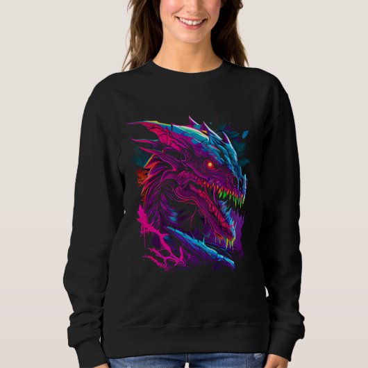 Beautiful Retrowave Dragon  Fantasy Cool Festival Trui (Voorkant)
