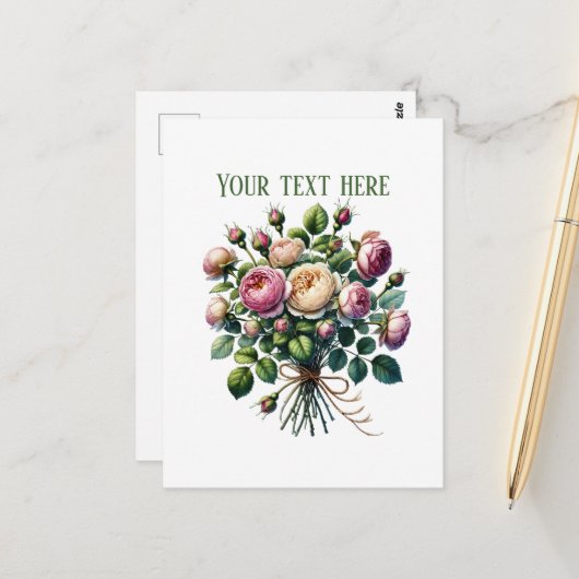 Beautiful rose bundle customizable briefkaart (Voorkant / Achterkant in situ)