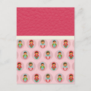 Beautiful Russian Nesting Dolls on Leather Briefkaart