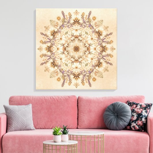 "Beautiful Sacred Mandala Wall Art Canvas Afdruk (Insitu (Woonkamer))