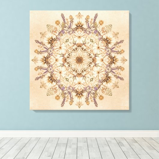 "Beautiful Sacred Mandala Wall Art Canvas Afdruk (Insitu (Houten vloer))