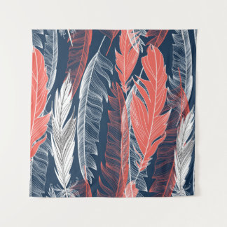 Beautiful seamless graphic pattern of feathers wandkleed