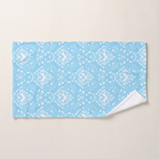 Beautiful sky blue and white floral pattern bad handdoek (Handdoek)