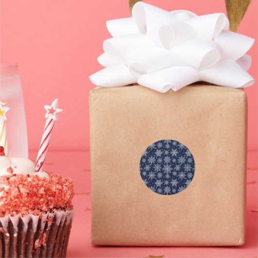 beautiful snow crystal pattern ronde sticker (Feest)