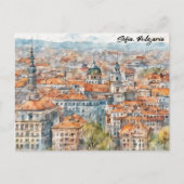 Beautiful Sofia Bulgaria Watercolor Painting City Briefkaart (Voorkant)