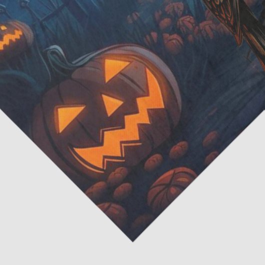 Beautiful Spooky Haunted Raven Halloween Decoupage Tissuepapier (Detail)