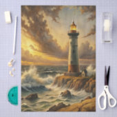 Beautiful Stormy Coastal Lighthouse Decoupage Tissuepapier (Craft)
