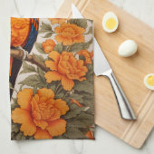 Beautiful Sun Conure William Morris Inspired Theedoek (Quarter Fold)