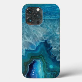 Beautiful Teal Blue Agate Stone OtterBox iPhone Ca 13 Pro Hoesje