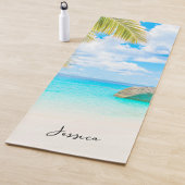 Beautiful Tropical Beach with Script Yogamat