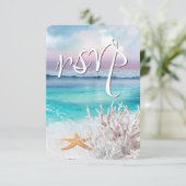 BEAUTIFUL TROPICAL OCEAN SUNRISE RSVP Weddenschap (Staand voorkant)