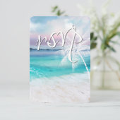 BEAUTIFUL TROPICAL OCEAN SUNRISE RSVP Weddenschap Kaartje (Staand voorkant)