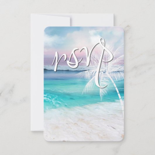 BEAUTIFUL TROPICAL OCEAN SUNRISE RSVP Weddenschap Kaartje (Voorkant)