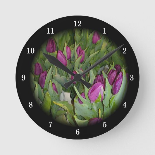 Beautiful Tulips Wall Clock Ronde Klok (Voorkant)