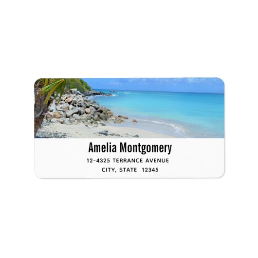 Beautiful Turquoise Tropical Beach Address Etiket (Voorkant)
