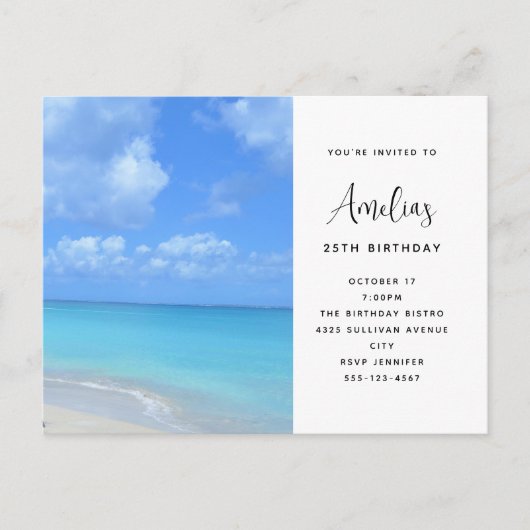 Beautiful Turquoise Tropical Beach Birthday Briefkaart (Voorkant)