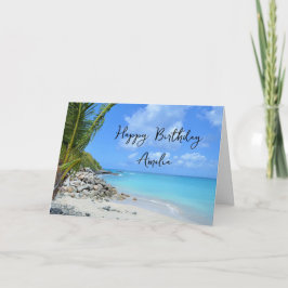 Beautiful Turquoise Tropical Beach Birthday Kaart