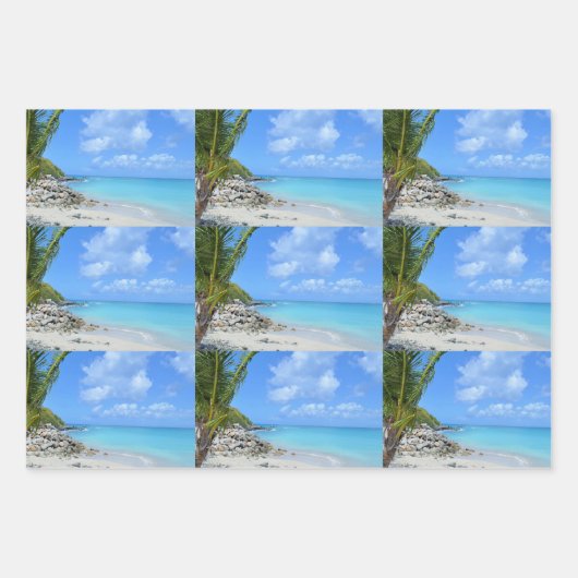 Beautiful Turquoise Tropical Beach Pattern Inpakpapier Vel (Voorkant 3)