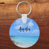 Beautiful Turquoise Tropical Beach Sleutelhanger (Achterkant)