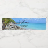 Beautiful Turquoise Tropical Beach Wedding Waterfles Etiket (Enkel label)