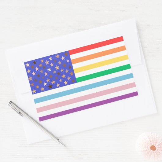 Beautiful USA Flag Rectangular Sticker (Enveloppe)