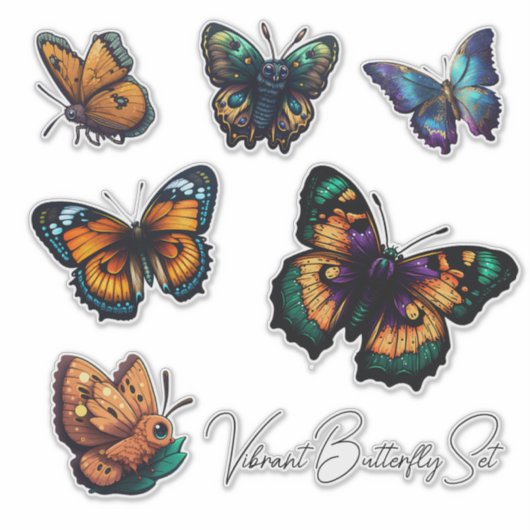 Beautiful vibrant colours Butterfly Set Sticker (Voorkant)