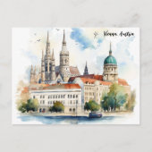 Beautiful Vienna Austria City View Painting Briefkaart (Voorkant)