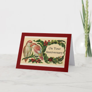 Beautiful Vintage Birds Anniversary Greeting Card Kaart