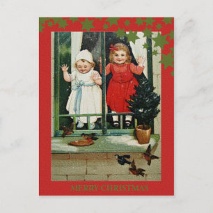 Beautiful Vintage Christmas Classic Retro Card Feestdagenkaart