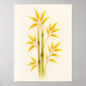 BEAUTIFUL WATERCOLOR BOTANICAL GOLD BAMBOO ART POSTER (Voorkant)