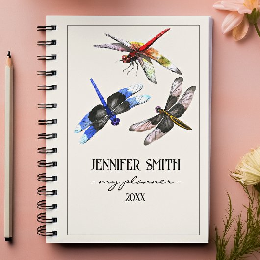 Beautiful Watercolor Dragonflies Colorful Spiral