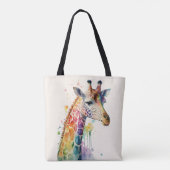 Beautiful Watercolor Giraffe Tote Bag (Dos)