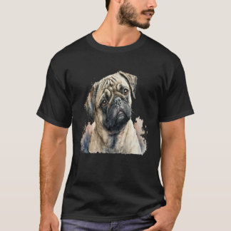 Beautiful Watercolor Pug Portrait T-shirt