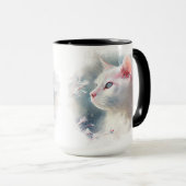 BEAUTIFUL WATERVERF WHITE CAT MET BLAUWE OGEN MOK (Voorkant rechts)
