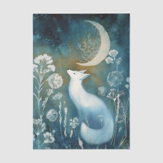 Beautiful White Fox Cyanotype Printing Tissuepapier (Voorkant)