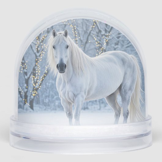 Beautiful White Horse Snow Christmas Holiday (Avant)